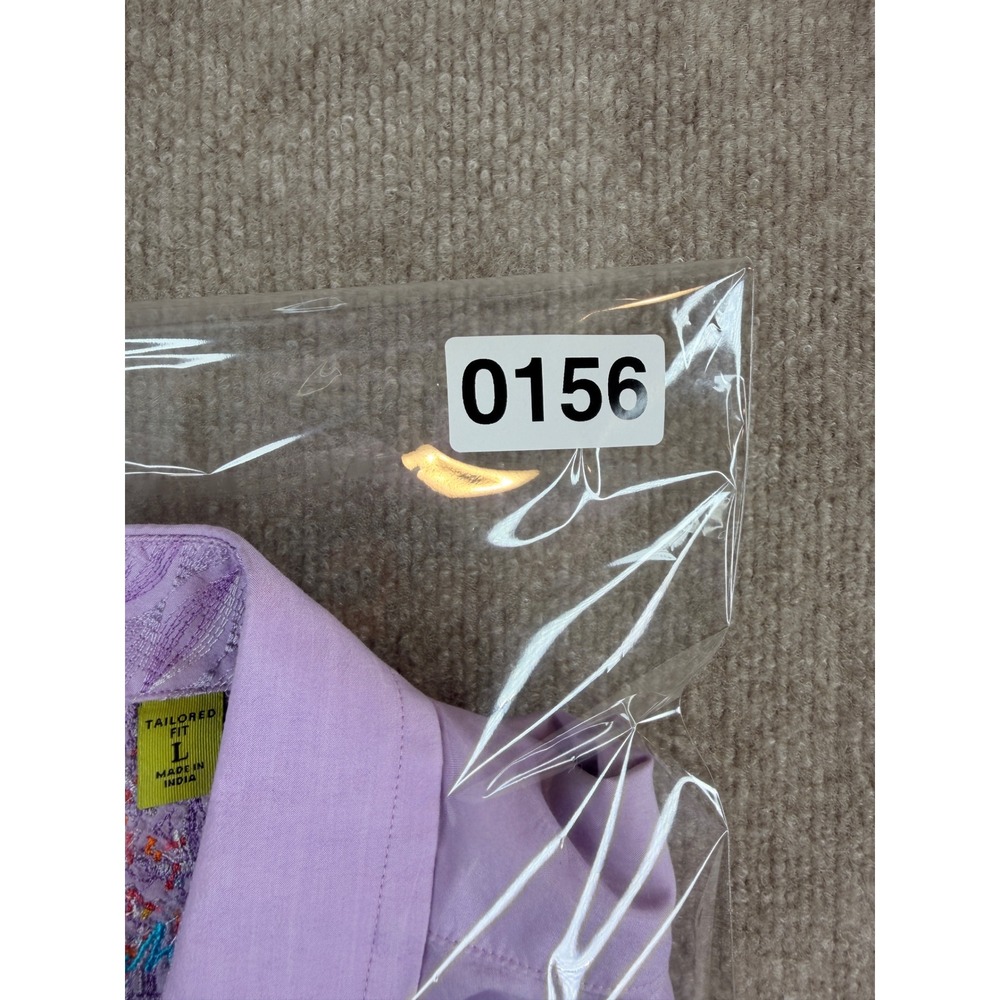 Robert Graham Tailored Fit Mens L Button‎ Down Shirt Lavender Cotton Silk - Picture 15 of 15